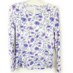 Duluth Trading Co. Floral Long sleeve purple florals t-shirt size: XS
